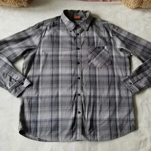 Merrell Men's Gray Plaid Long Sleeve XL Shirt Logo